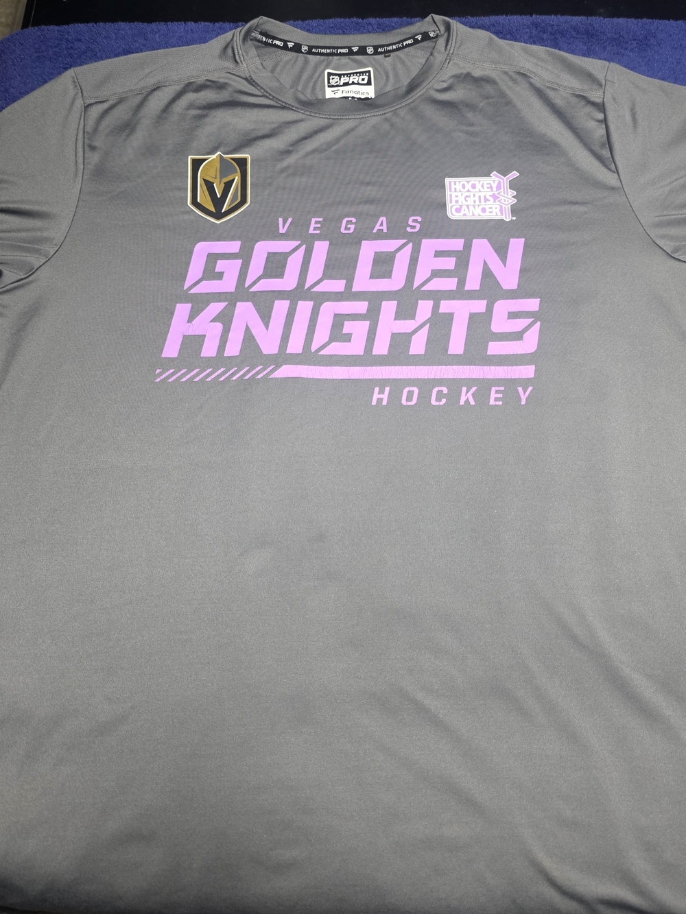 Fanatics Pro Gray Short-Sleeve Vegas Golden Knights Tee Hockey Fights Cancer